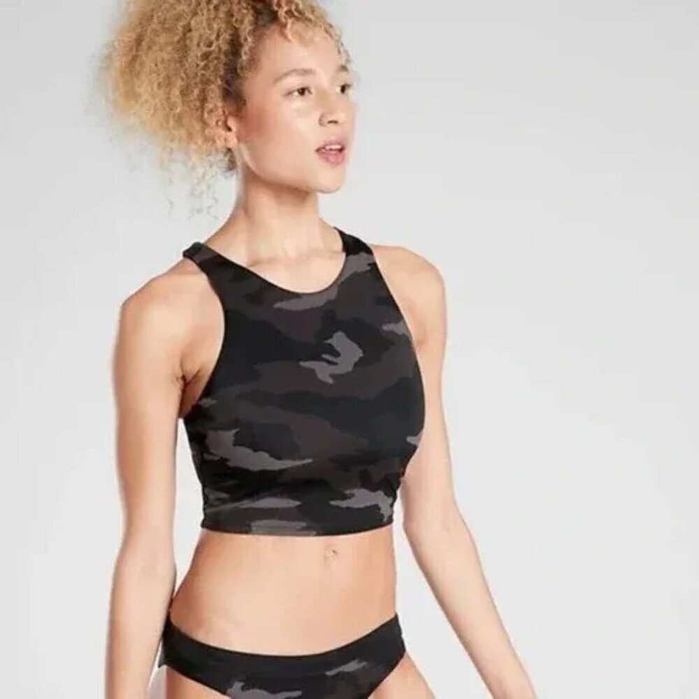 Athleta D-DD Freestyle Camo Longline Bikini Top size Medium